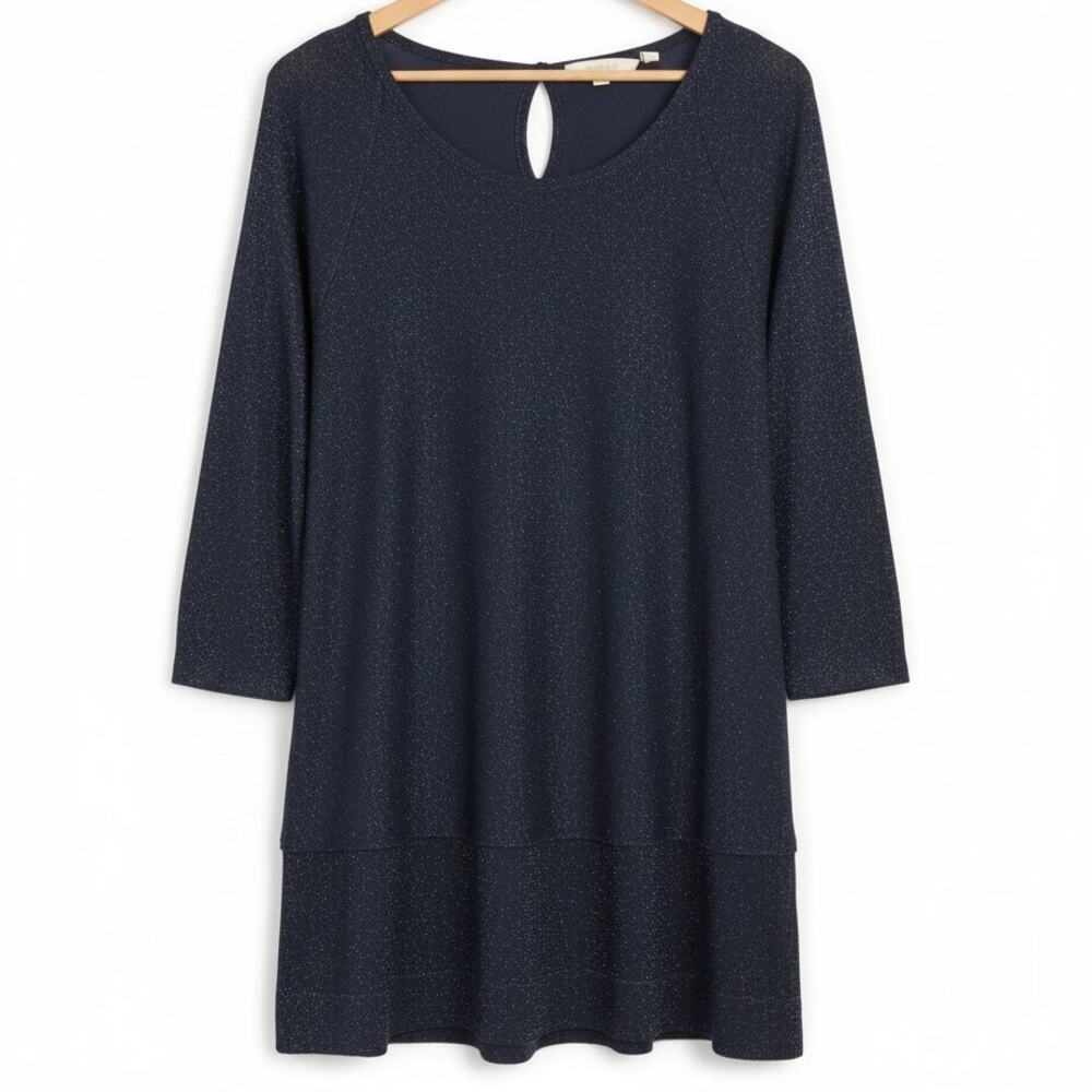Soft Surroundings Size L Eudora Twinkle Glam Holiday Metallic Cold Shoulder Top
